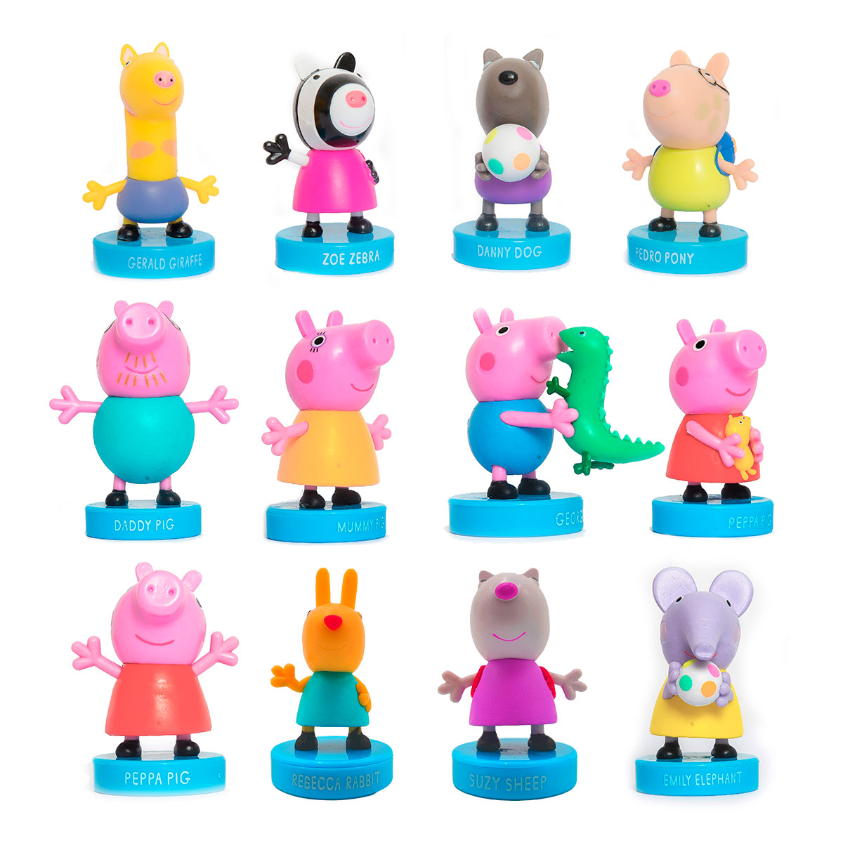 Peppa Pig Figura con Sello Pack de 12 Deluxe – Bizak