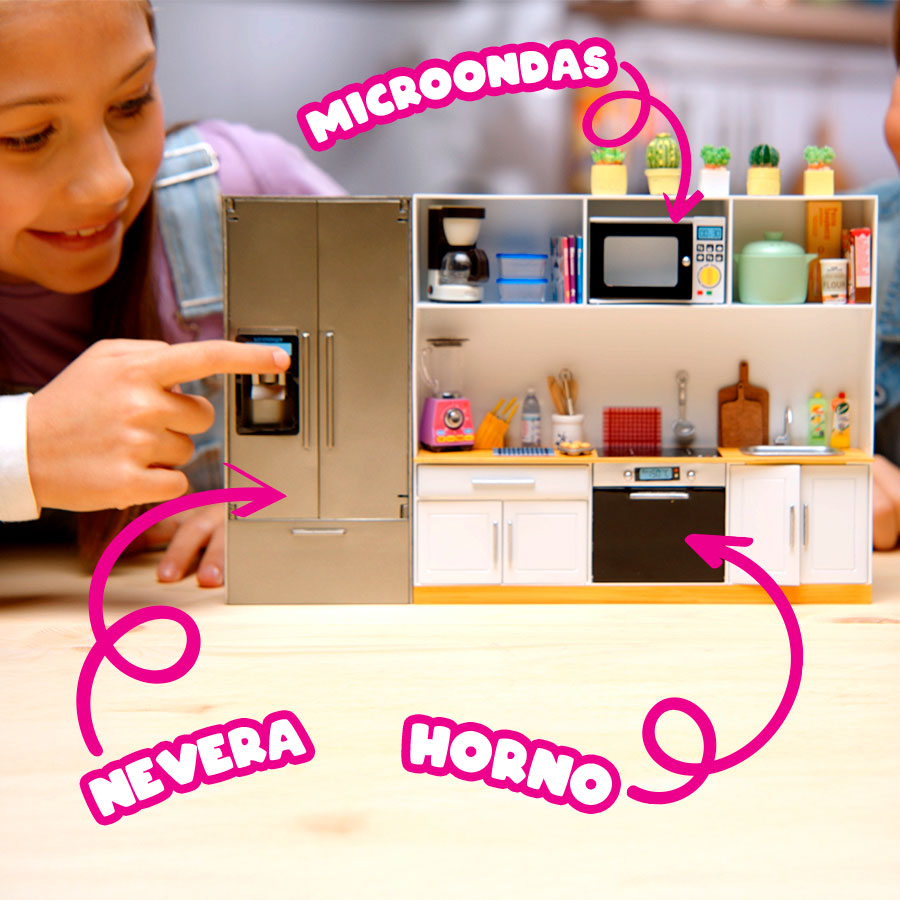 Set De Cuisine Mini World Pour Enfants - Four, Micro-ondes, Frigo, Distributeur à Glaçons + Accessoires - Dès 6 Ans